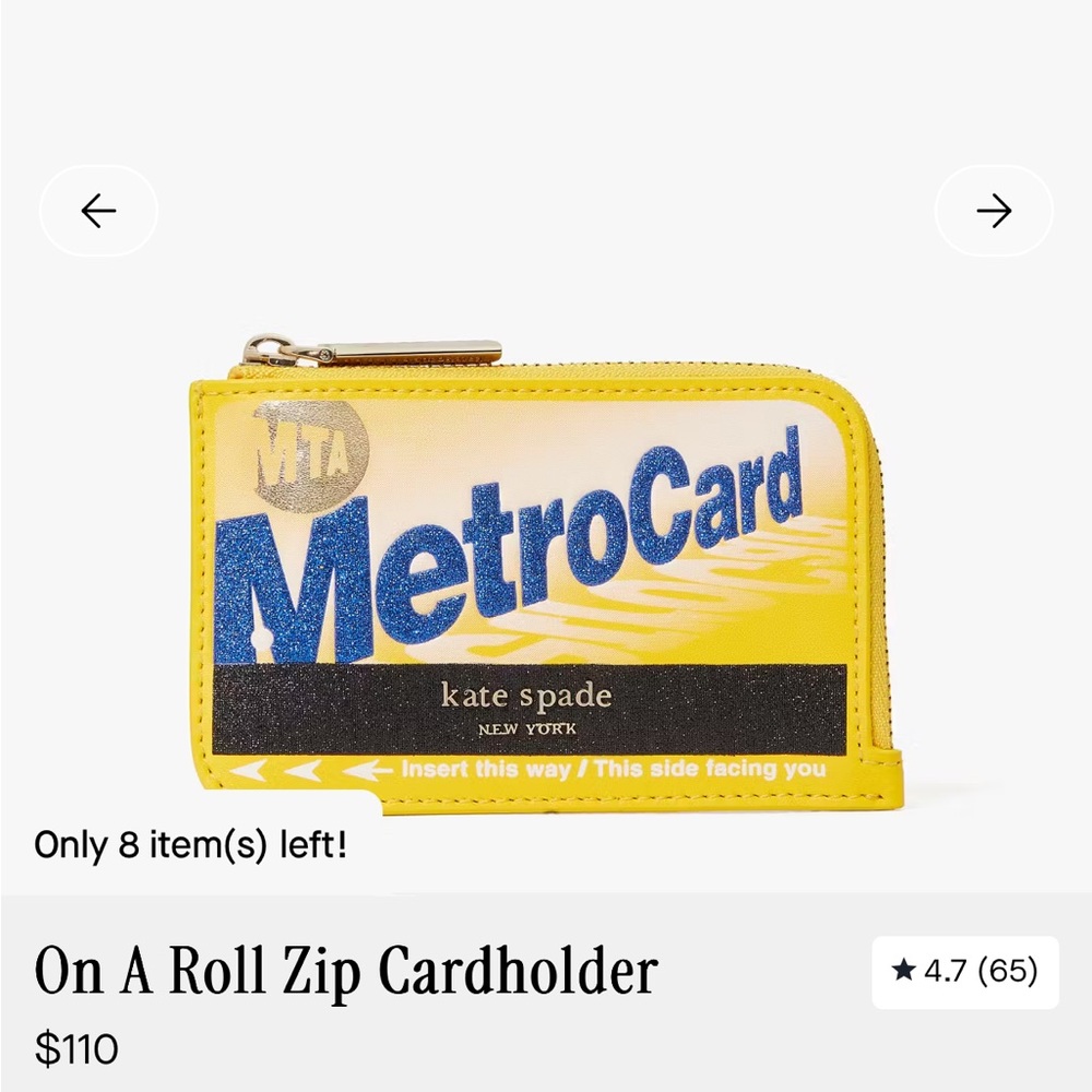 Kate Spade Yellow MetroCard Zip Wallet